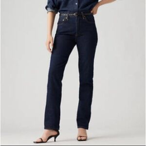 New Levi’s Original 501 dark wash waterless strait leg leather tag button front